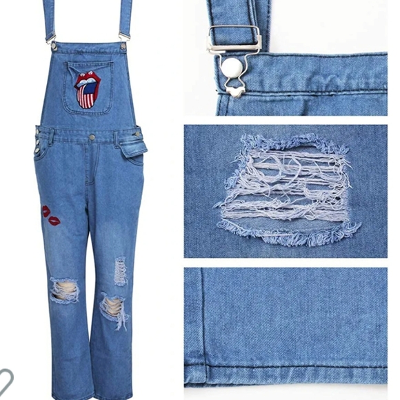 Denim Patch Denim Overalls - Picture 8 of 9